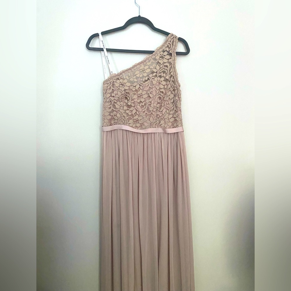 Davids Bridal long one shoulder Bridesmaid Dress